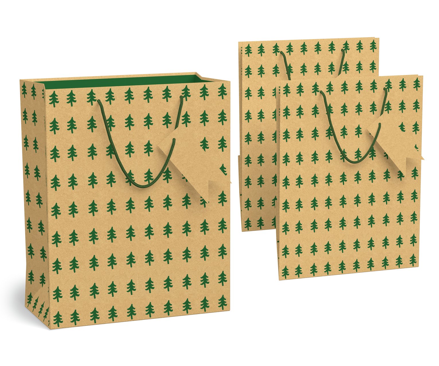 Argos Home Pack of 3 Kraft Tree Printed Large Gift Bags