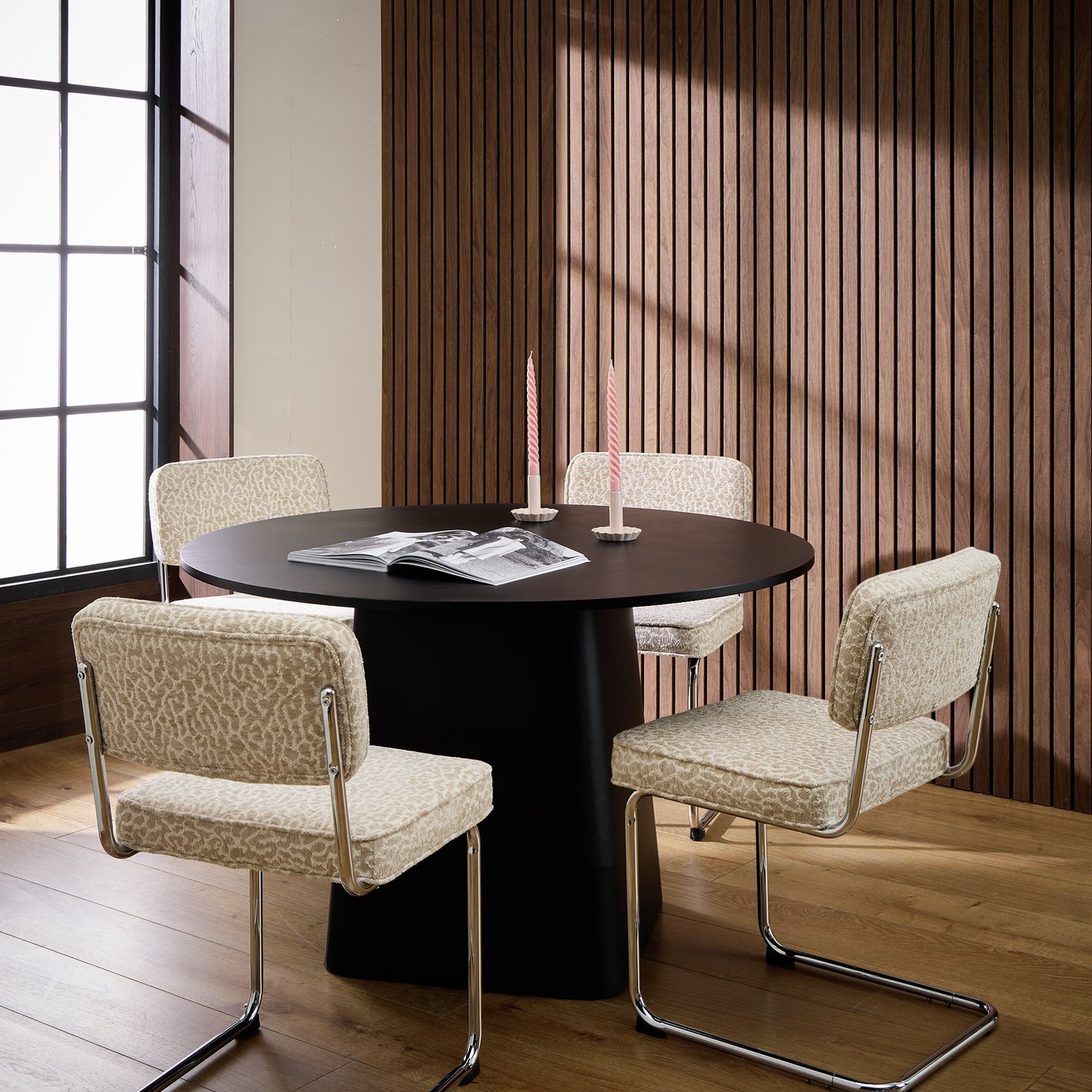 Habitat Arelo Black Dining Table & 4 Natural Chairs 