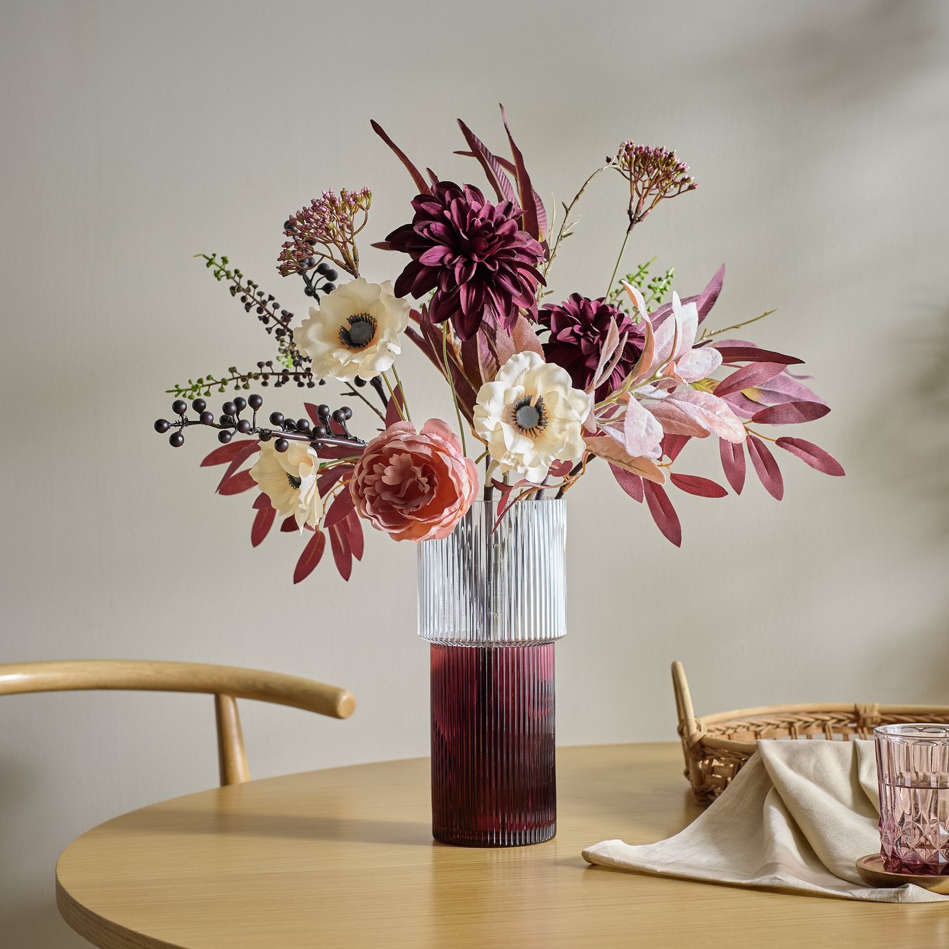 Argos Home Artificial Burgundy Floral Bouquet - 60cm