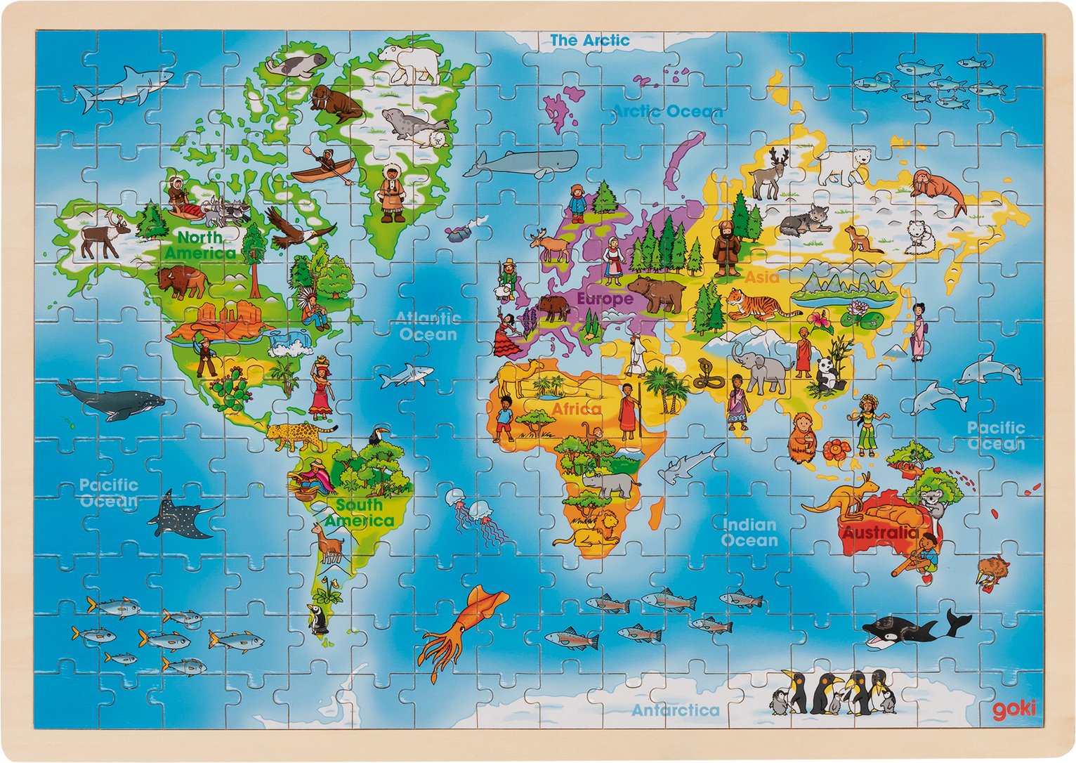 Goki Wooden Giant World Jigsaw Puzzle - 192 Pieces