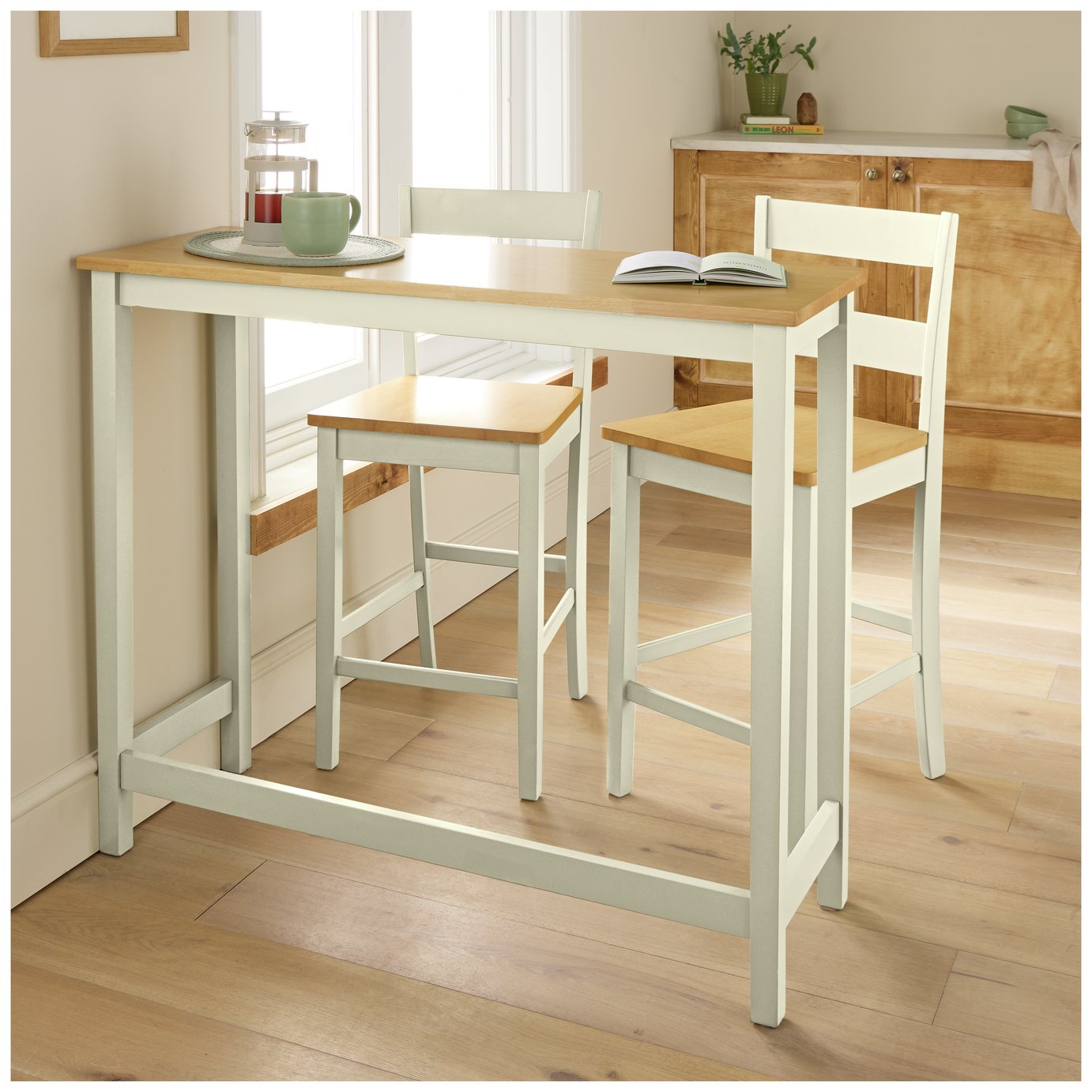 Argos Home Chicago Solid Wood 4 Seater Bar Table - Cream