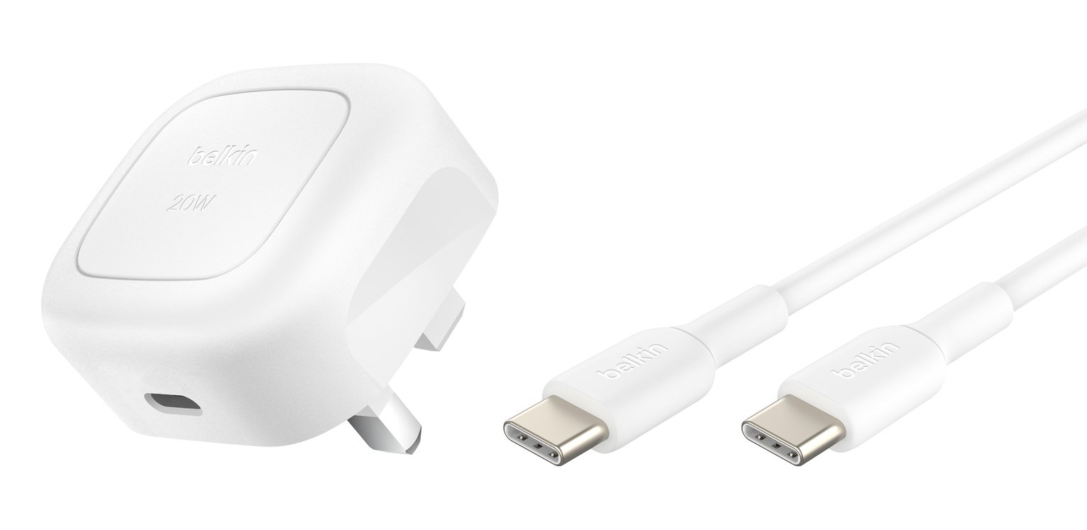Belkin 20W USB-C Compact Wall Charger + USB-C Cable - White