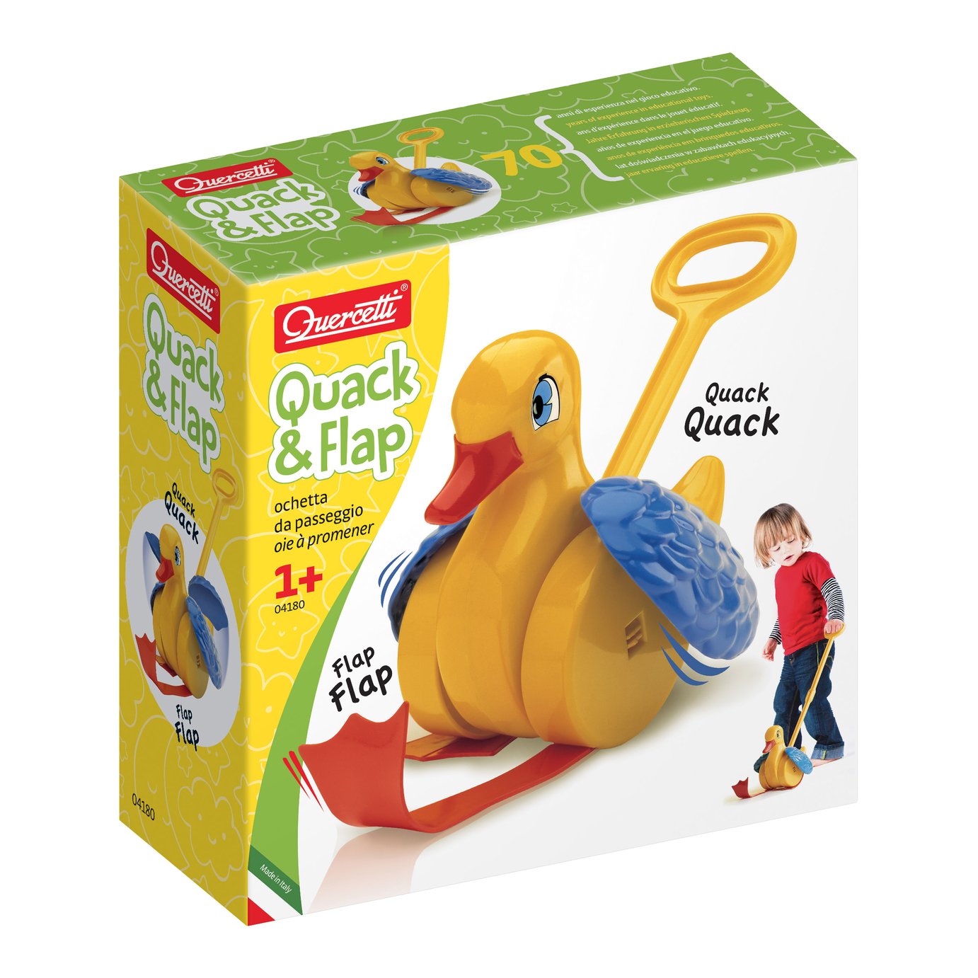 Quercetti Quack and Flap Duck Push Toy