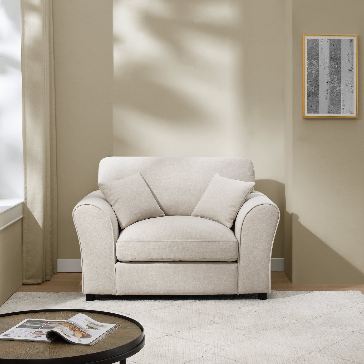 Argos Home Harry Fabric Cuddle Chair - Natural