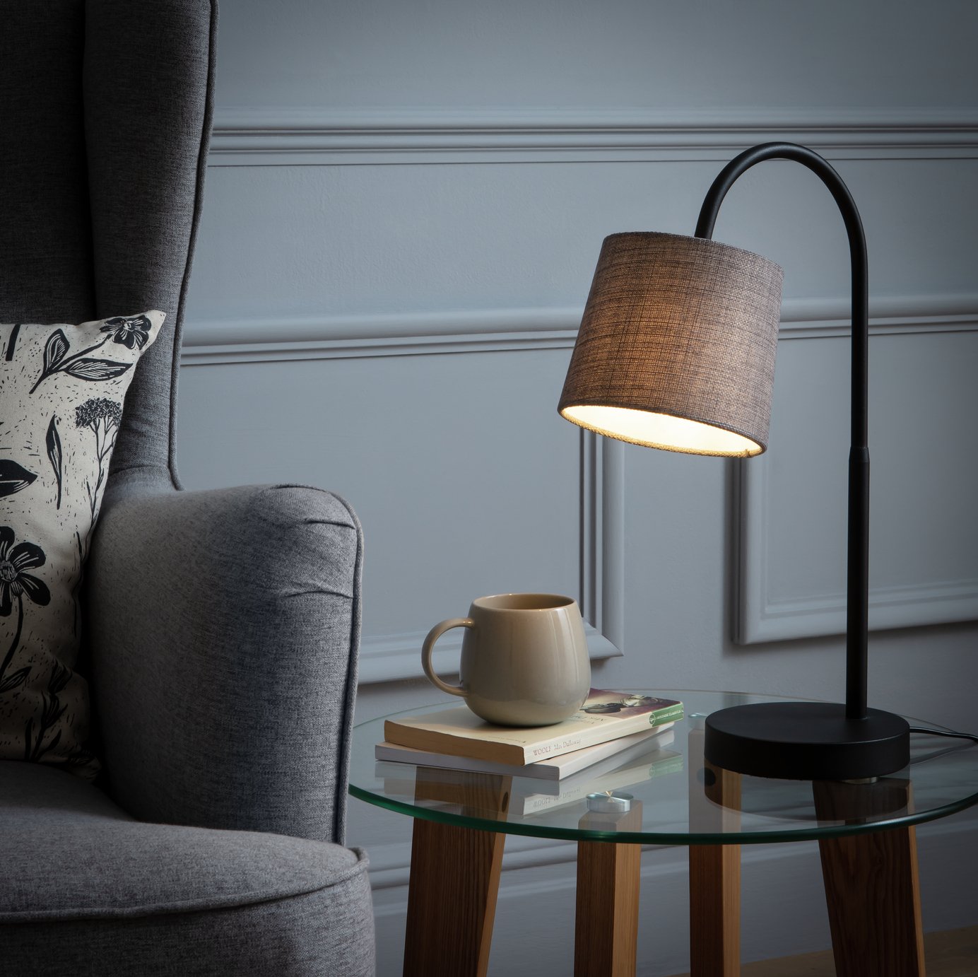 Habitat Metal Table Lamp - Black & Grey