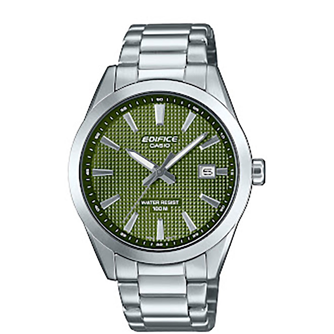 Casio Analogue Green Dial Stainless Steel Bracelet Watch