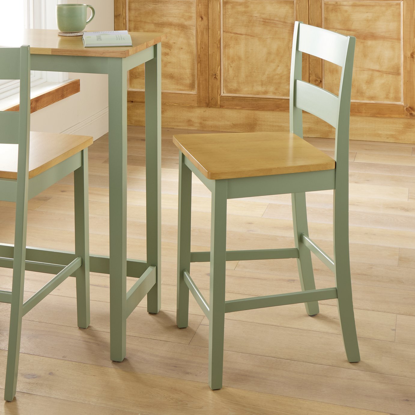 Argos Home Chicago Solid Wood Bar Stool - Sage Green