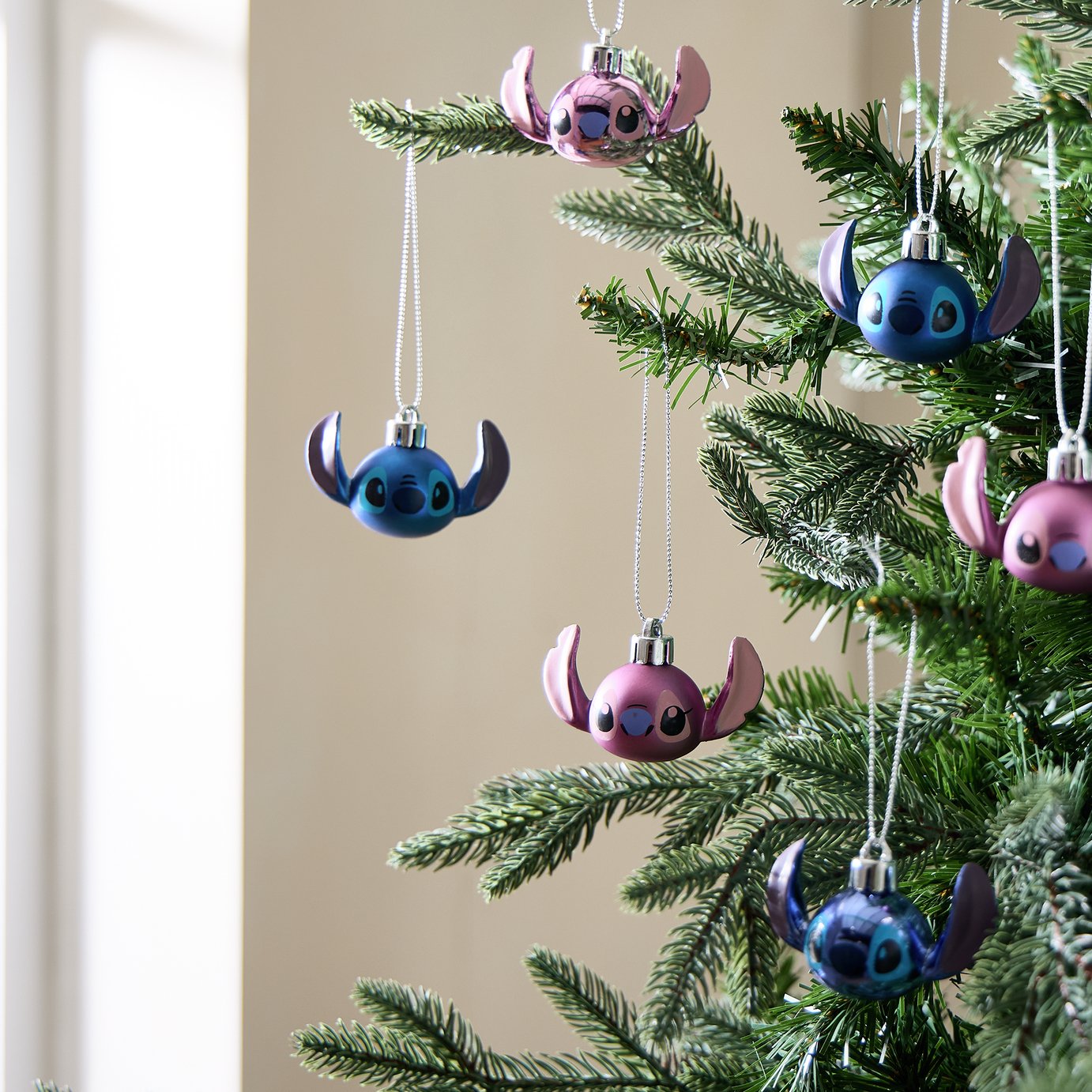 Disney Pack of 6 Stitch And Angel Christmas Baubles