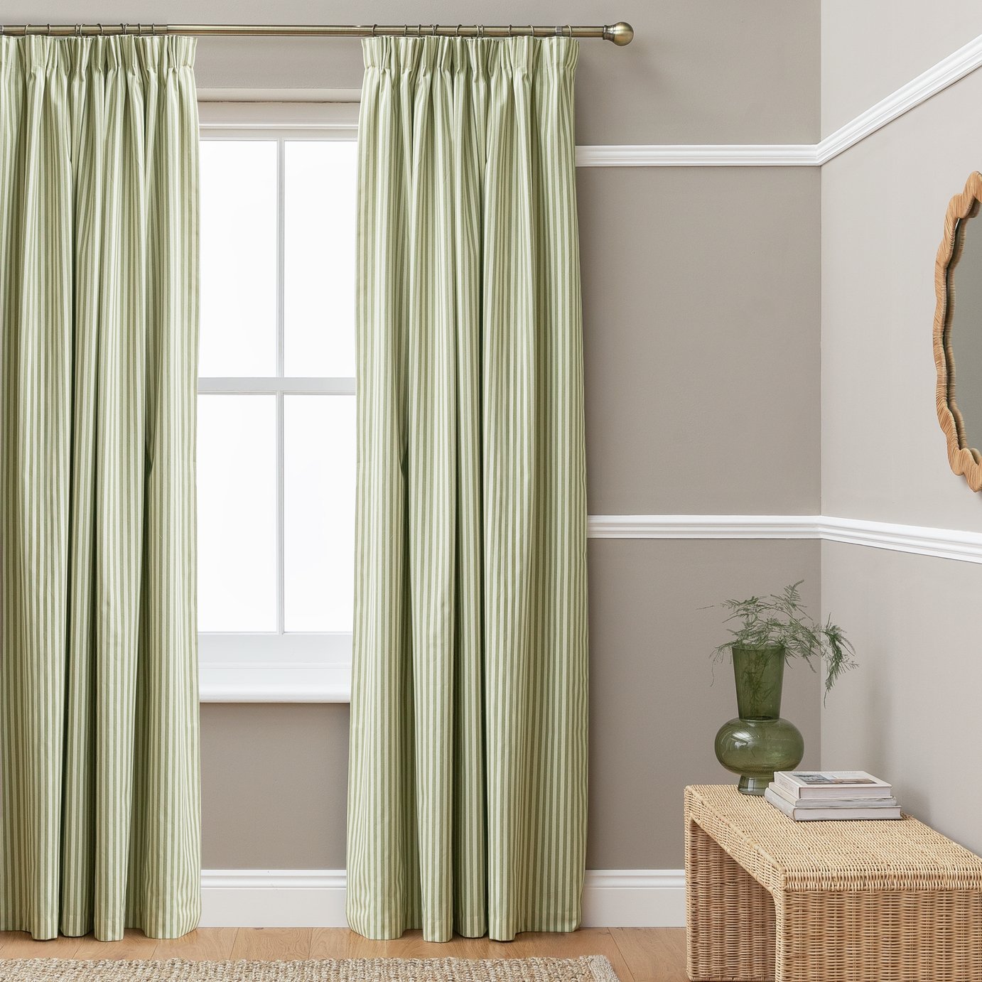 Habitat Blackout Pencil Pleat Curtains - Olive - 168x183cm