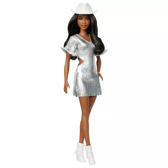 Barbie Fashionistas Doll in Sparkly Silver Dress