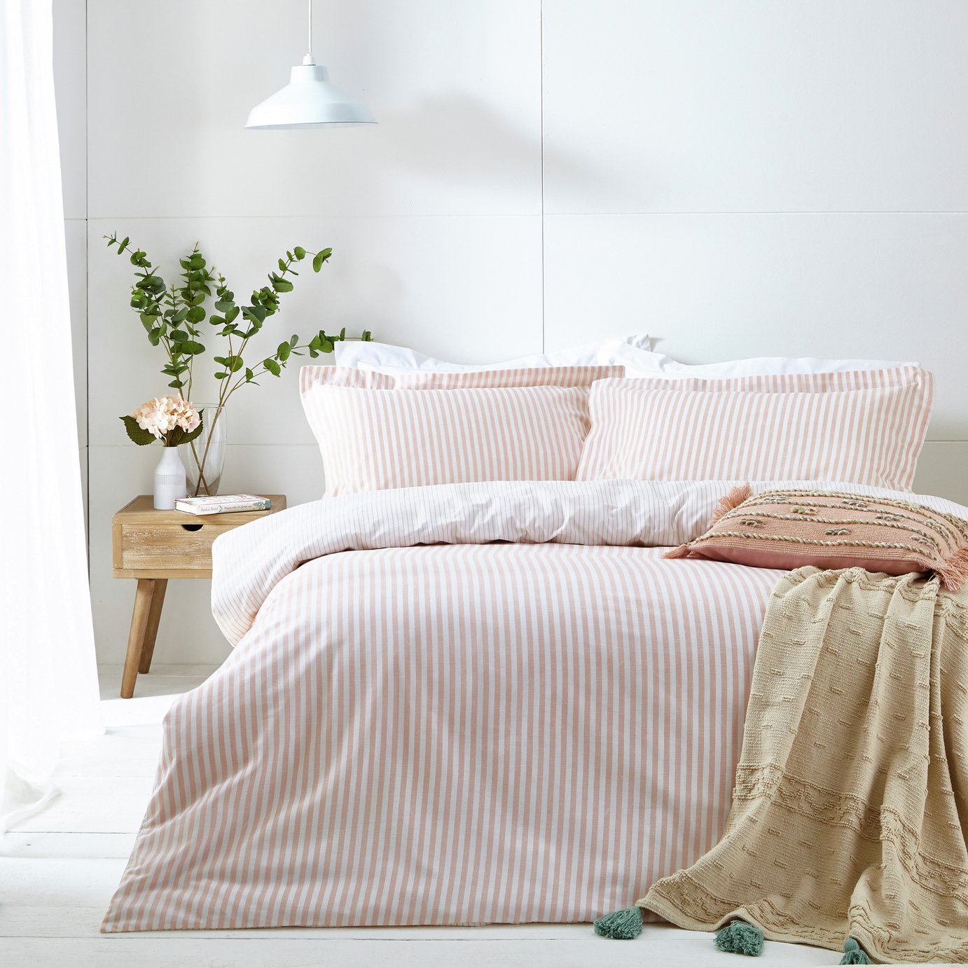 Yard Hebden Cotton Stripe Blush Bedding Set
