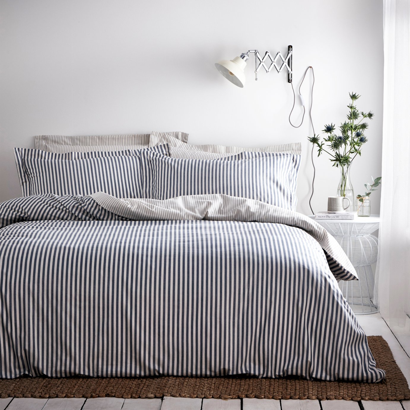 Yard Hebden Cotton Stripe Navy Bedding Set -Double