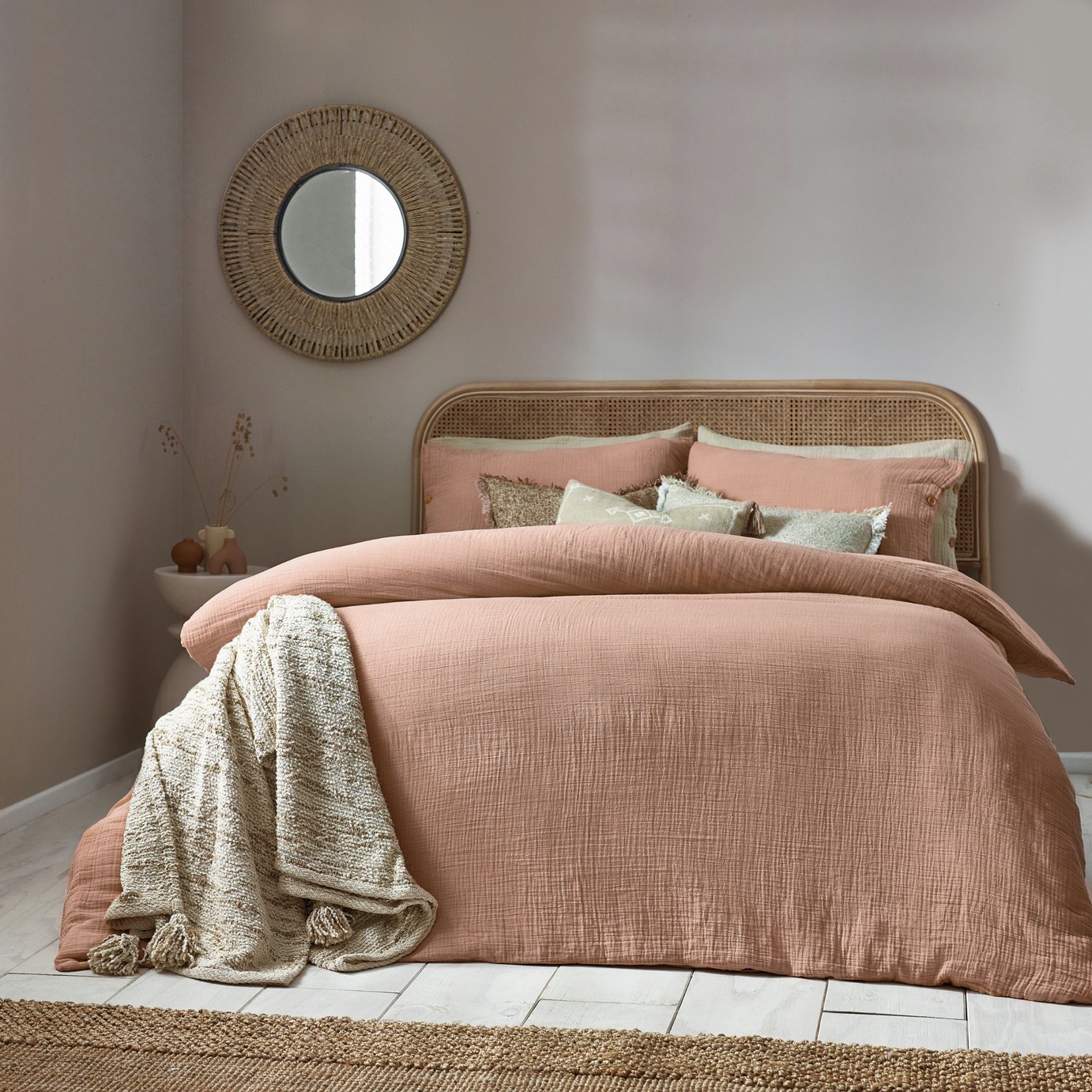 Yard Lark Cotton Muslin Pink Bedding Set