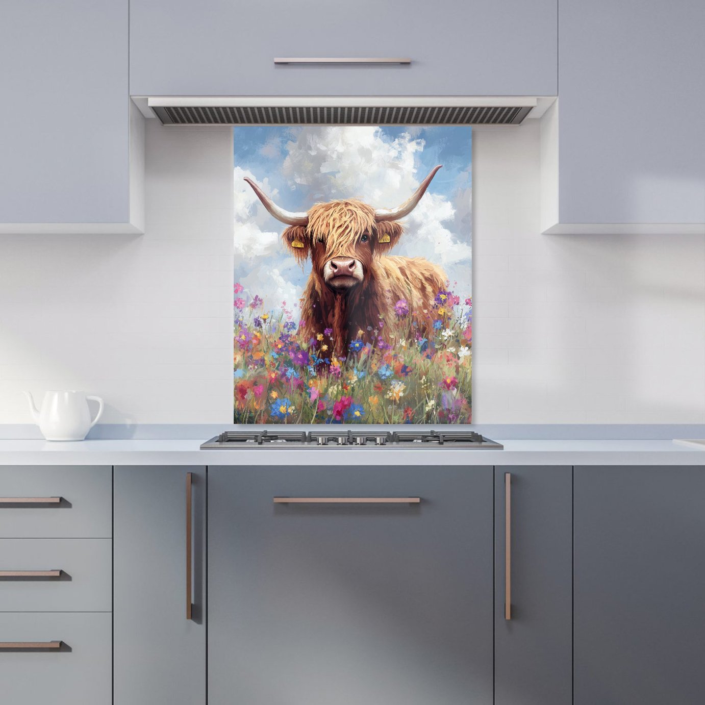 WRT Summer Cow Multicolour Kitchen Splashback - W600xH750mm
