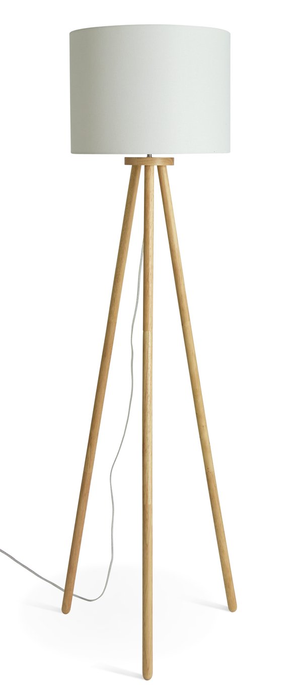 Habitat Wooden Tripod Floor Lamp - Walnut & Natural