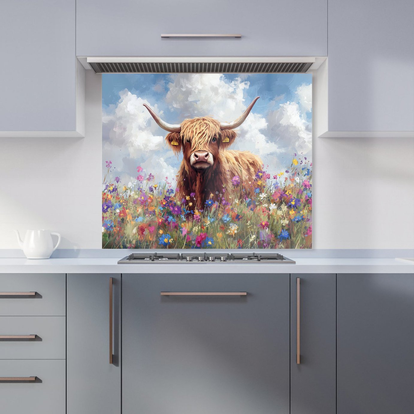 WRT Summer Cow Multicolour Kitchen Splashback - W900xH750mm