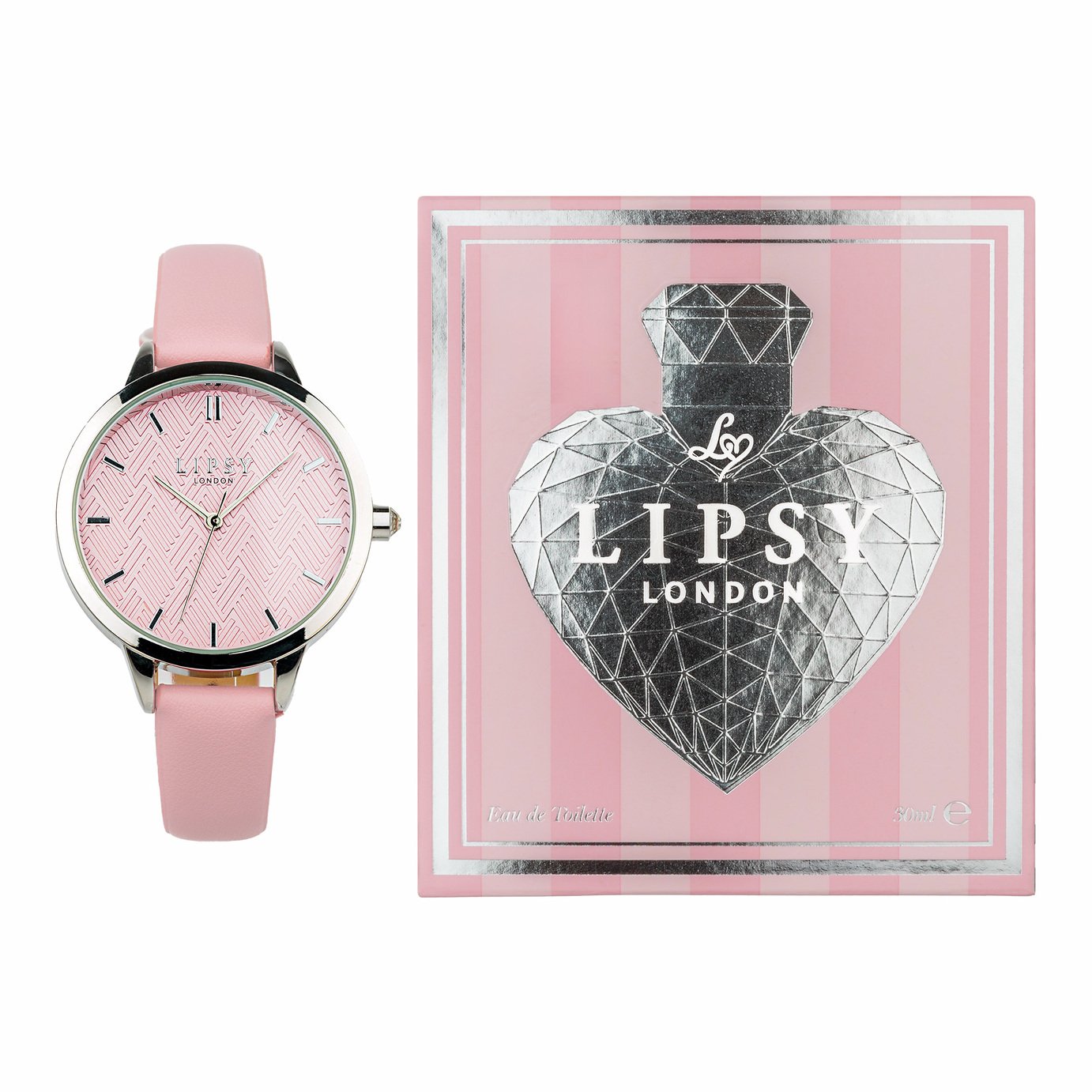 Lipsy Ladies Pink Faux Leather Strap Watch and Fragrance Set