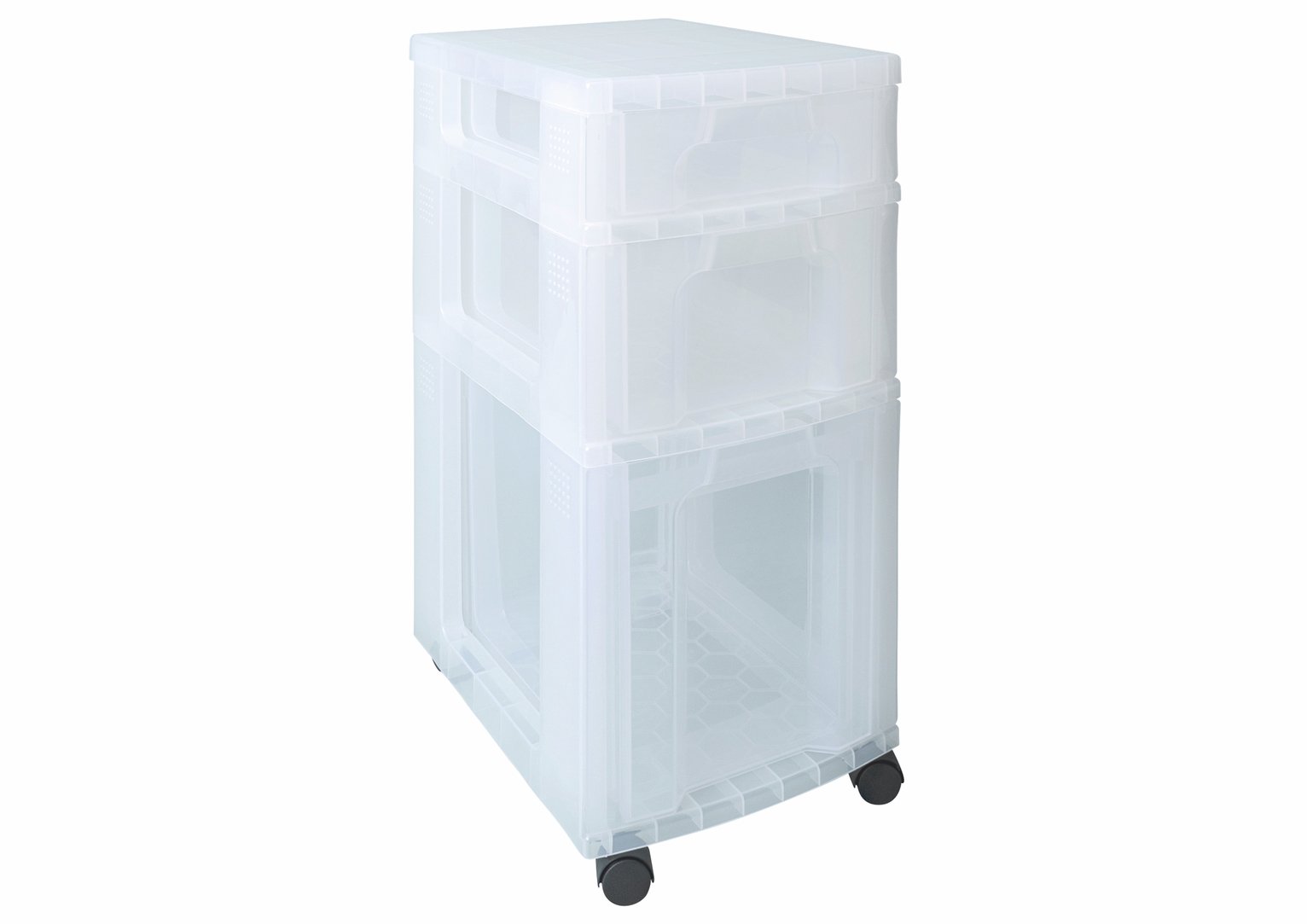 Really Useful 3 Drawer Plastic Mixed Storage Tower - Clear