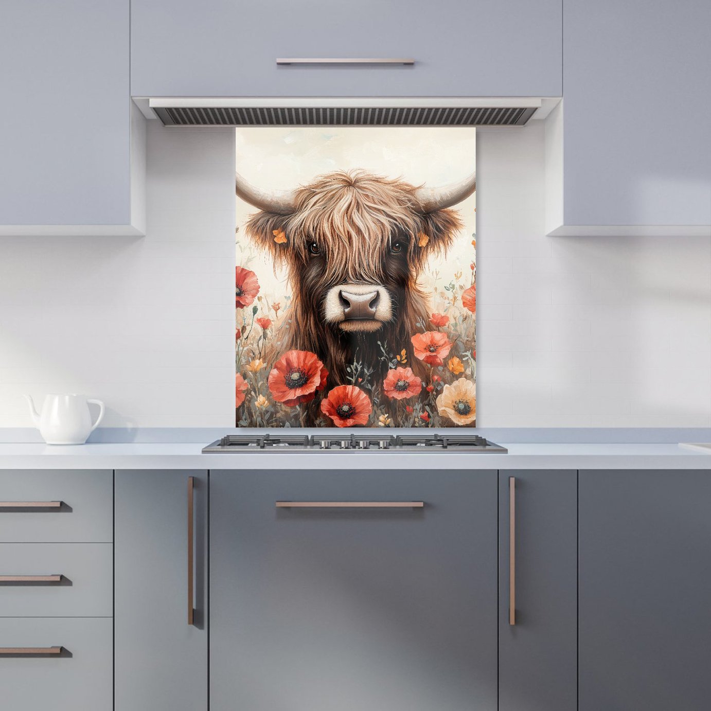 WRT Cow Multicolour Kitchen Splashback - W600xH750mm