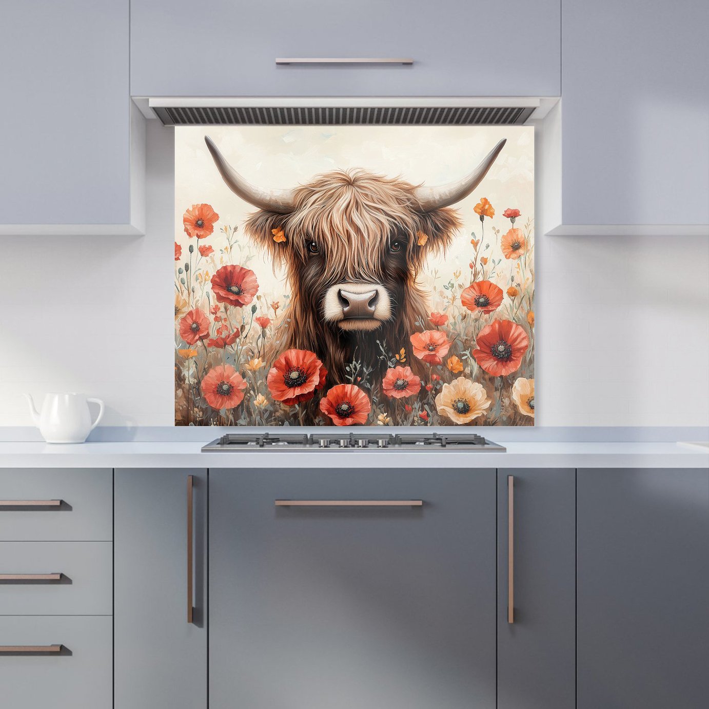 WRT Cow Multicolour Kitchen Splashback - W900xH750mm