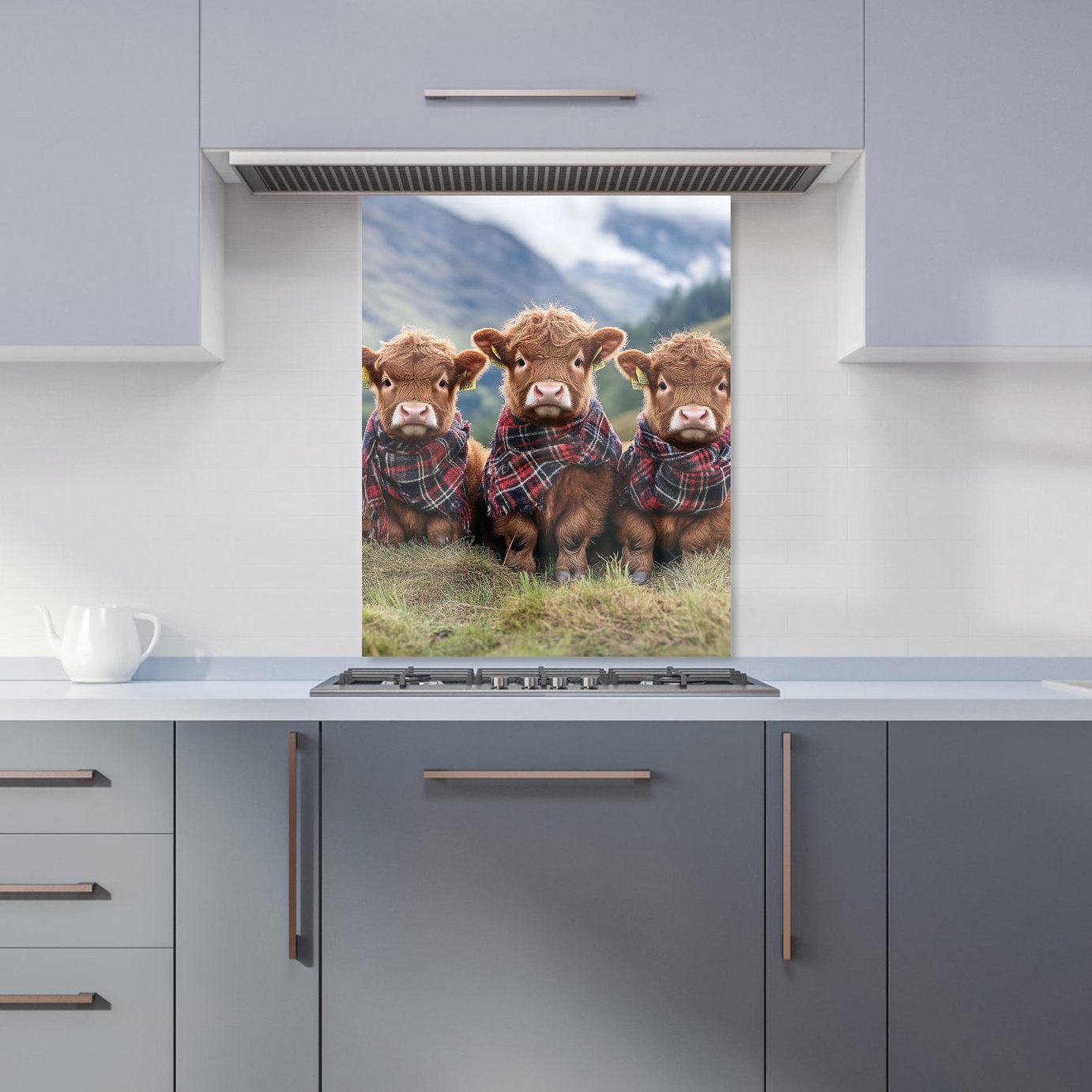 WRT Trio Cows Multicolour Kitchen Splashback - W600xH750mm