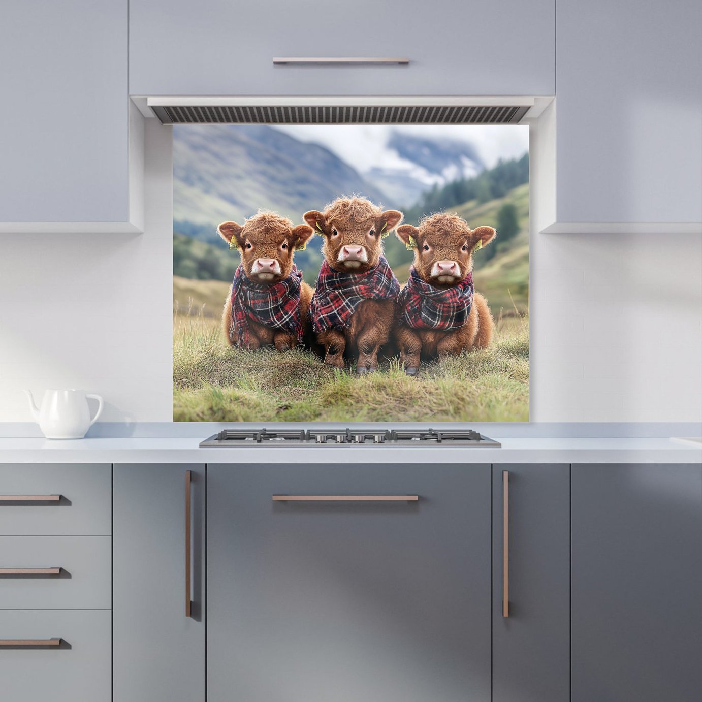 WRT Trio Cows Multicolour Kitchen Splashback - W900xH750mm