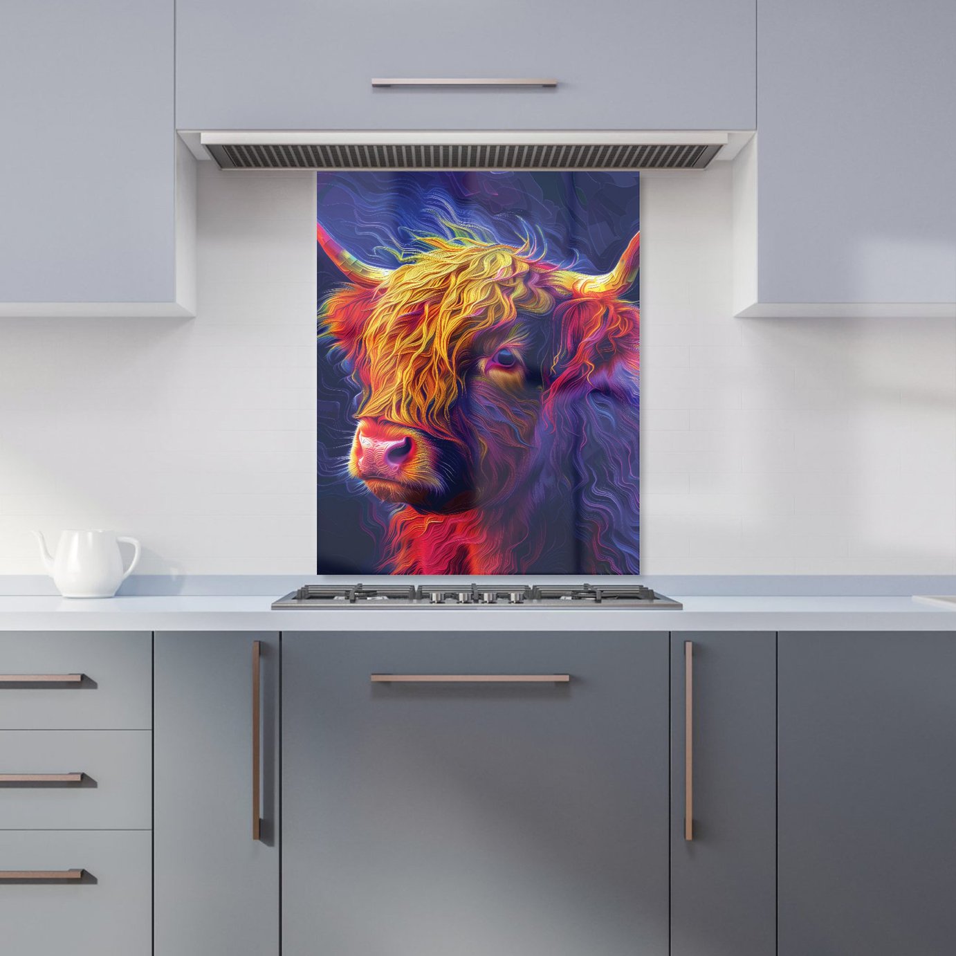 WRT Vibrant Cow Multicolour Kitchen Splashback - W600xH750mm
