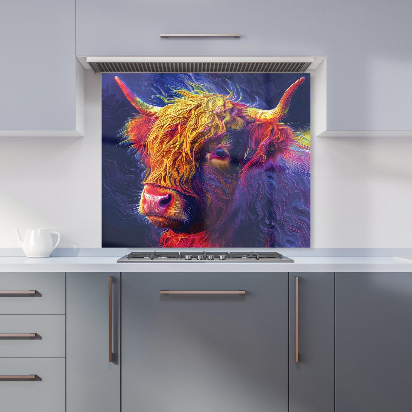 WRT Vibrant Cow Multicolour Kitchen Splashback - W900xH750mm