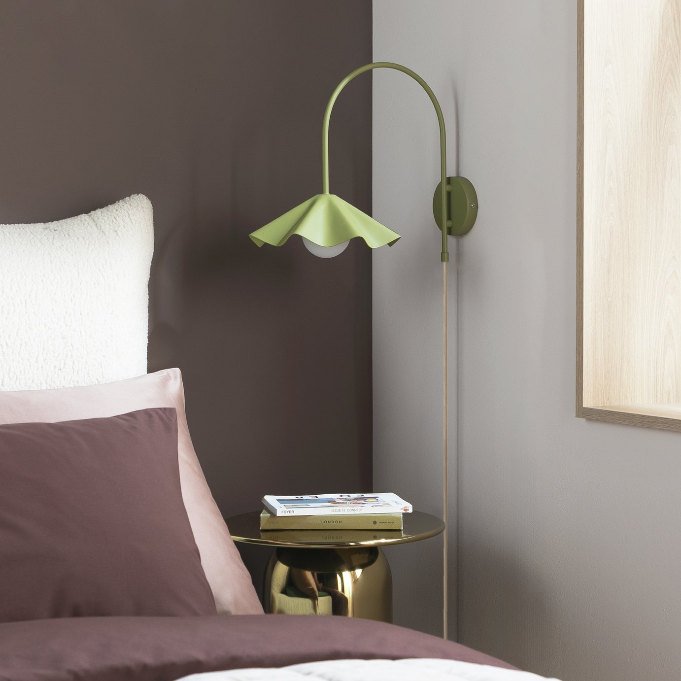 Habitat Yuno Pleat Metal Arch Wall Light - Olive