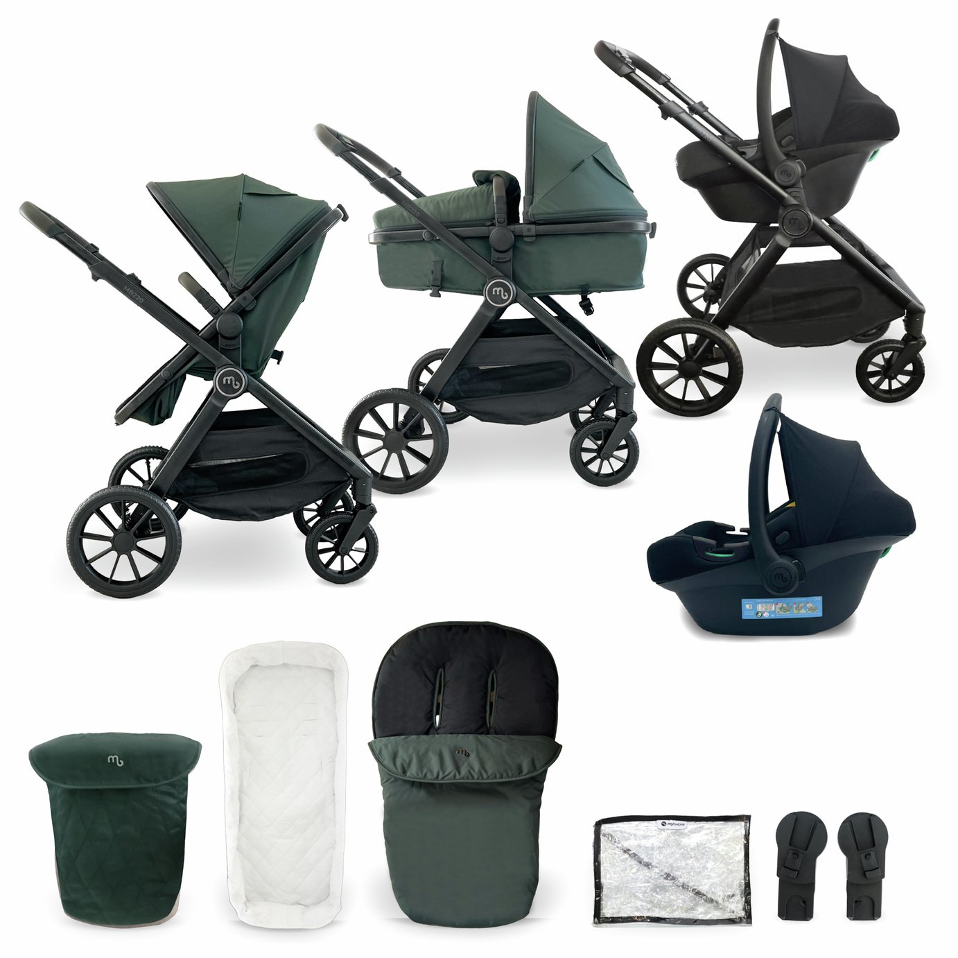 My Babiie MB220 3-in-1 Travel System  - Forest Green
