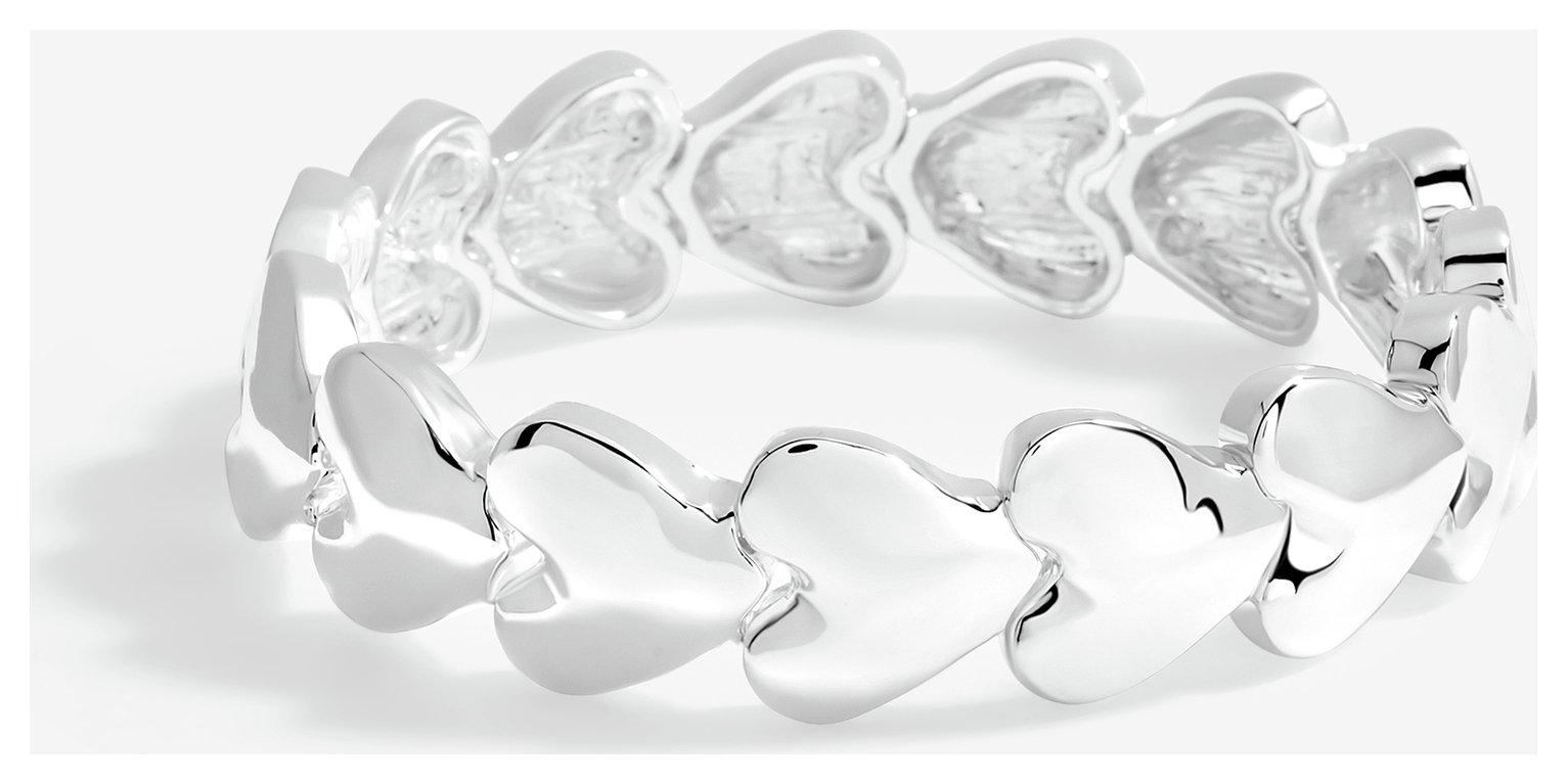 Lipsy Silver Polished Molten Heart Stretch Bracelet