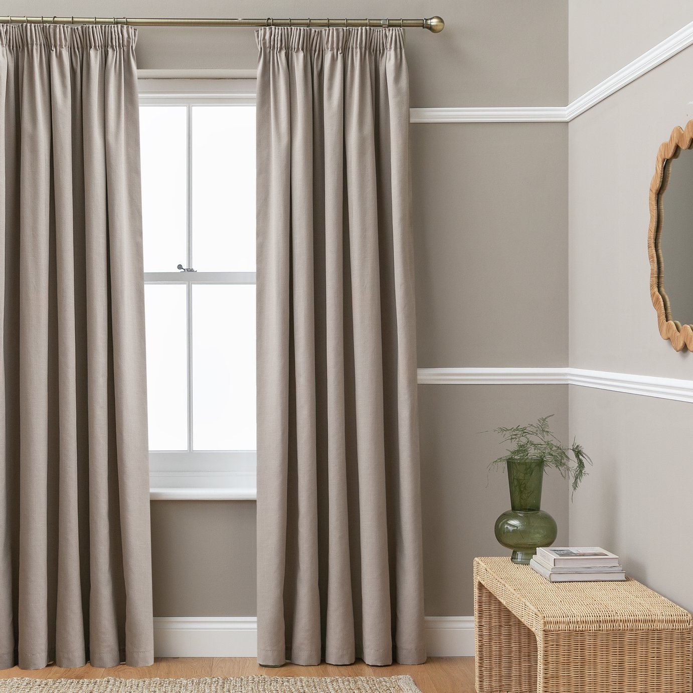 Habitat Blackout Pencil Pleat Curtains - Stone - 168x229cm