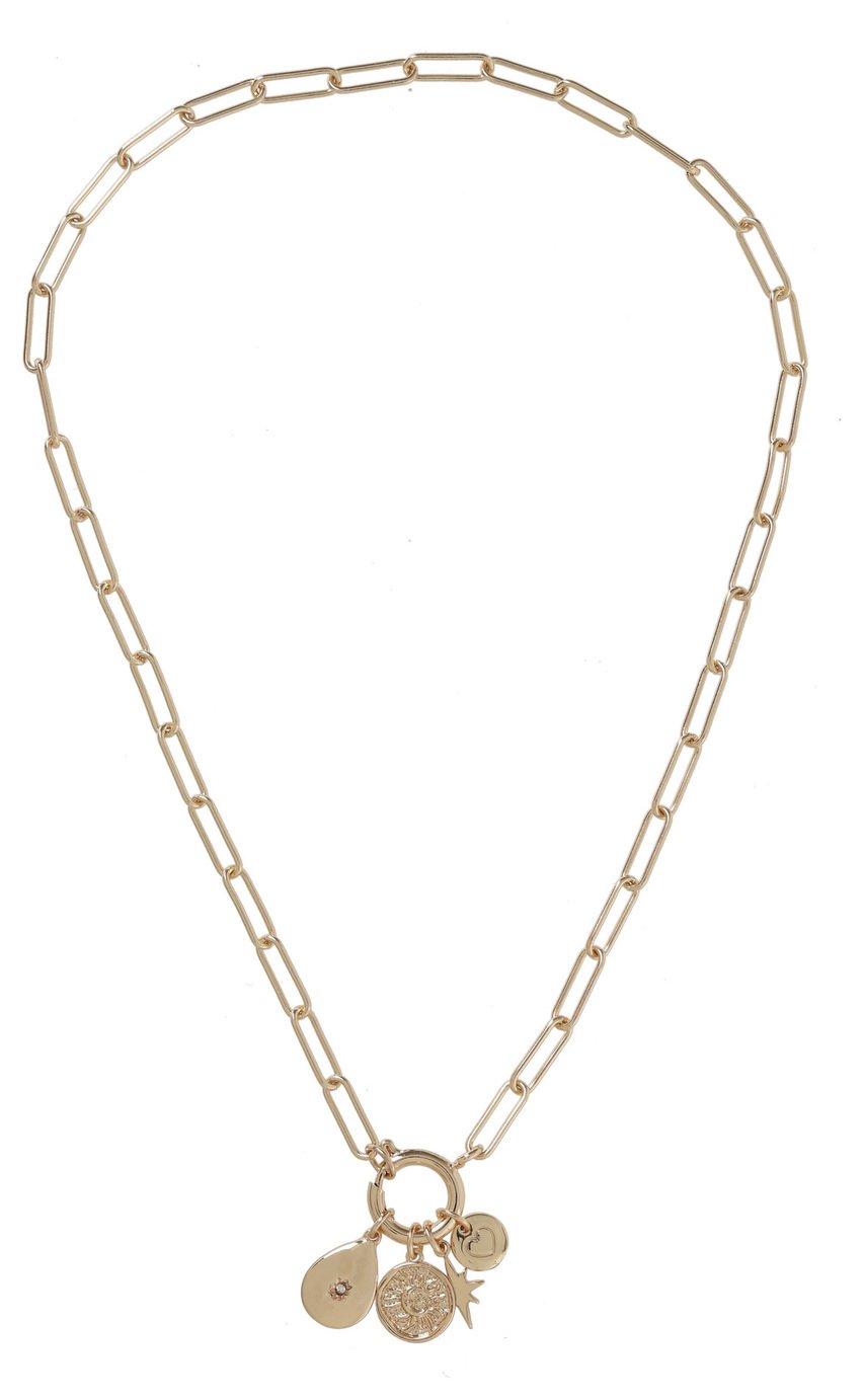 Liars & Loves Gold Tone Mixed Charm Pendant Necklace