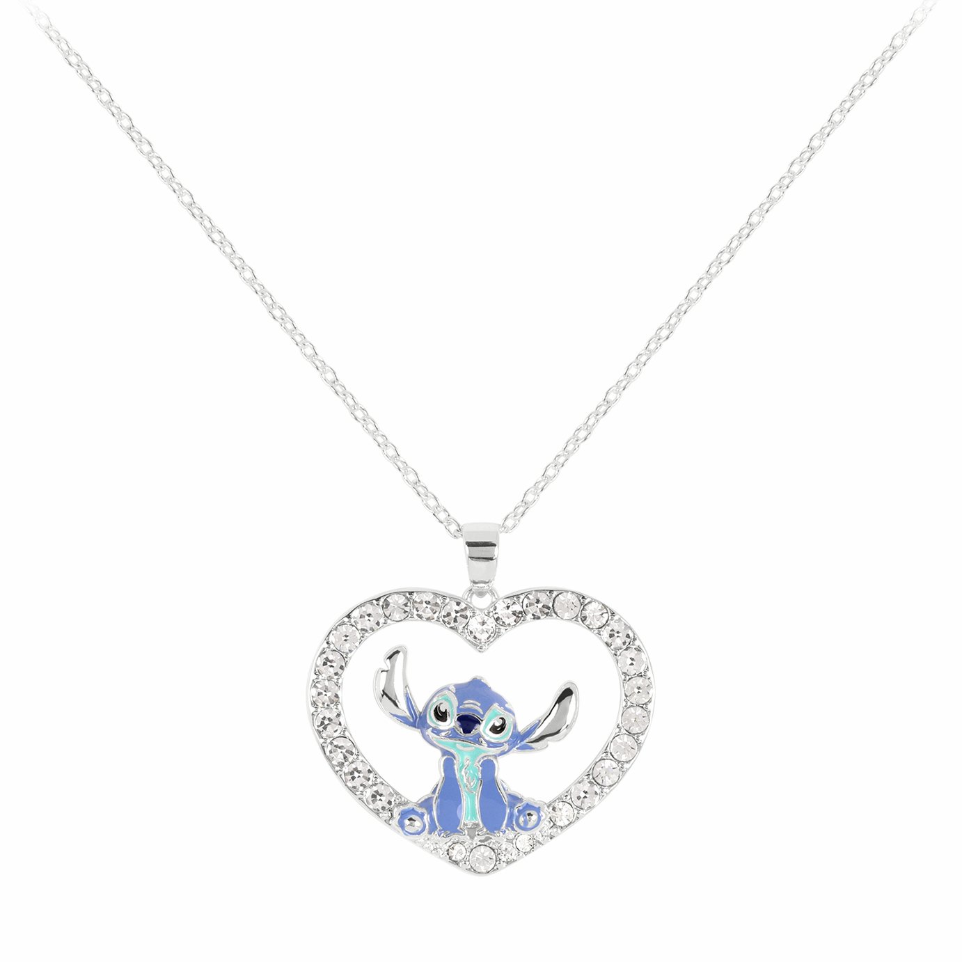 Disney Stitch Stone Set Heart Pendant Necklace