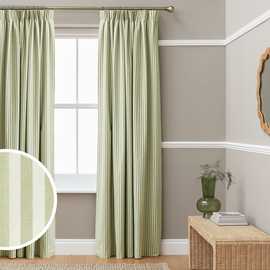 Habitat Dye Stripe Blackout Pencil Pleat Curtain - Green