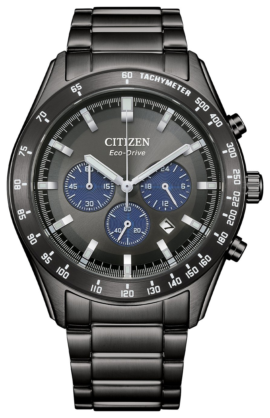 Citizen Men's Grey Dial Stainless Steel Black Bracelet Watch