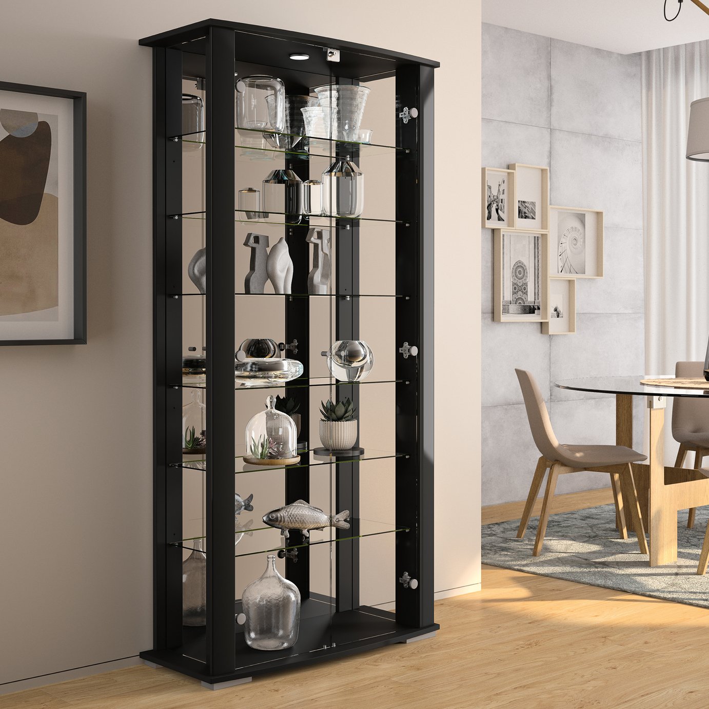 Argos Home Stella 2 Door Mirrored Display Cabinet - Black