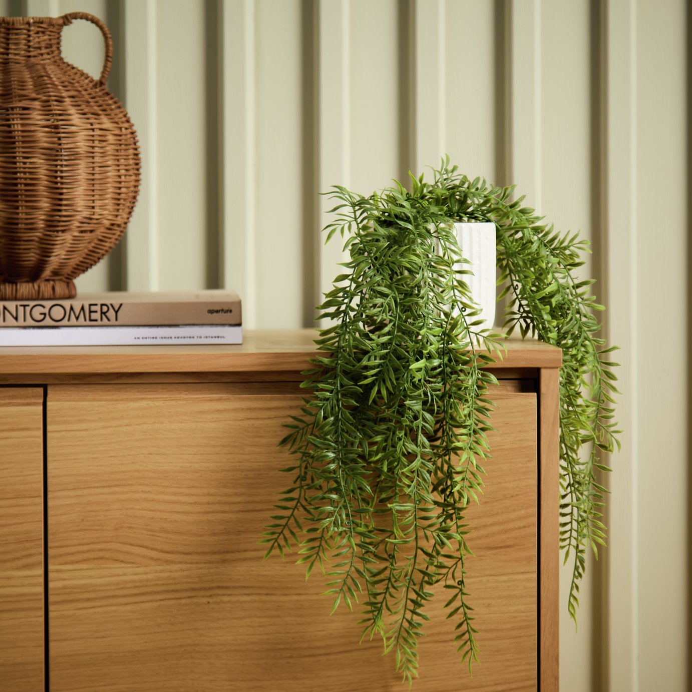 Argos Home Artificial Green Fern in White Ceramic Pot