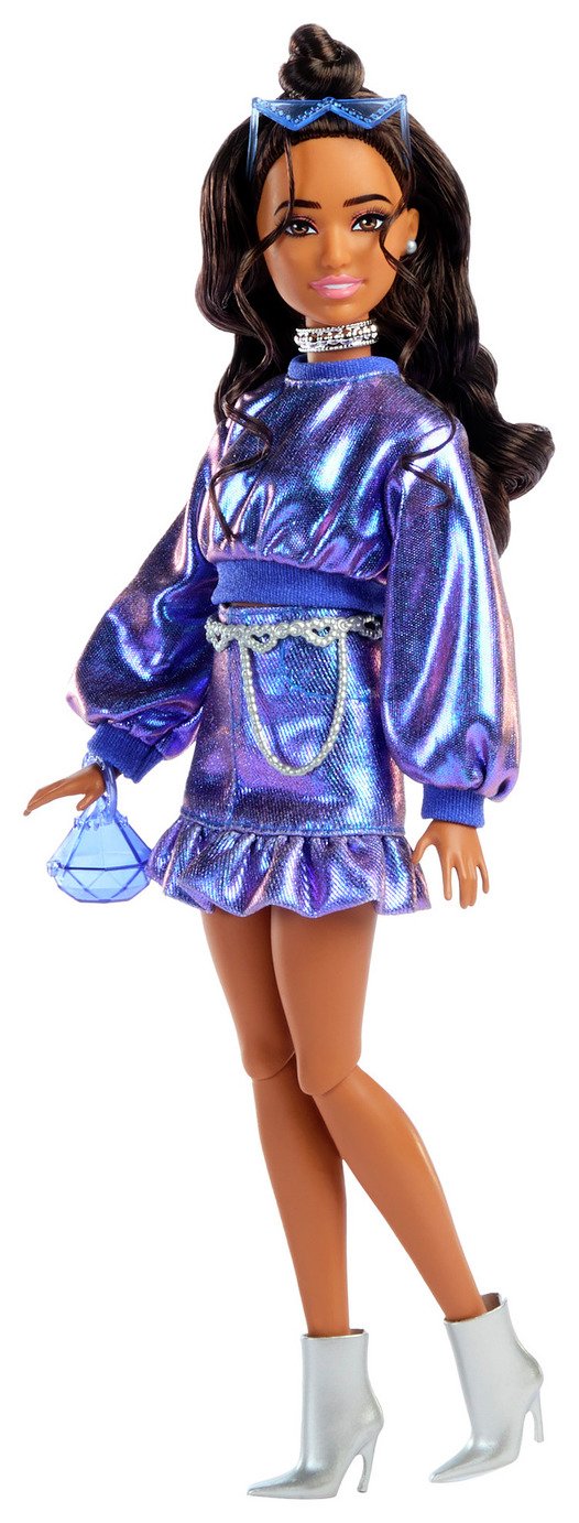 Barbie Deluxe Style Doll in Metallic Blue Top and Skirt
