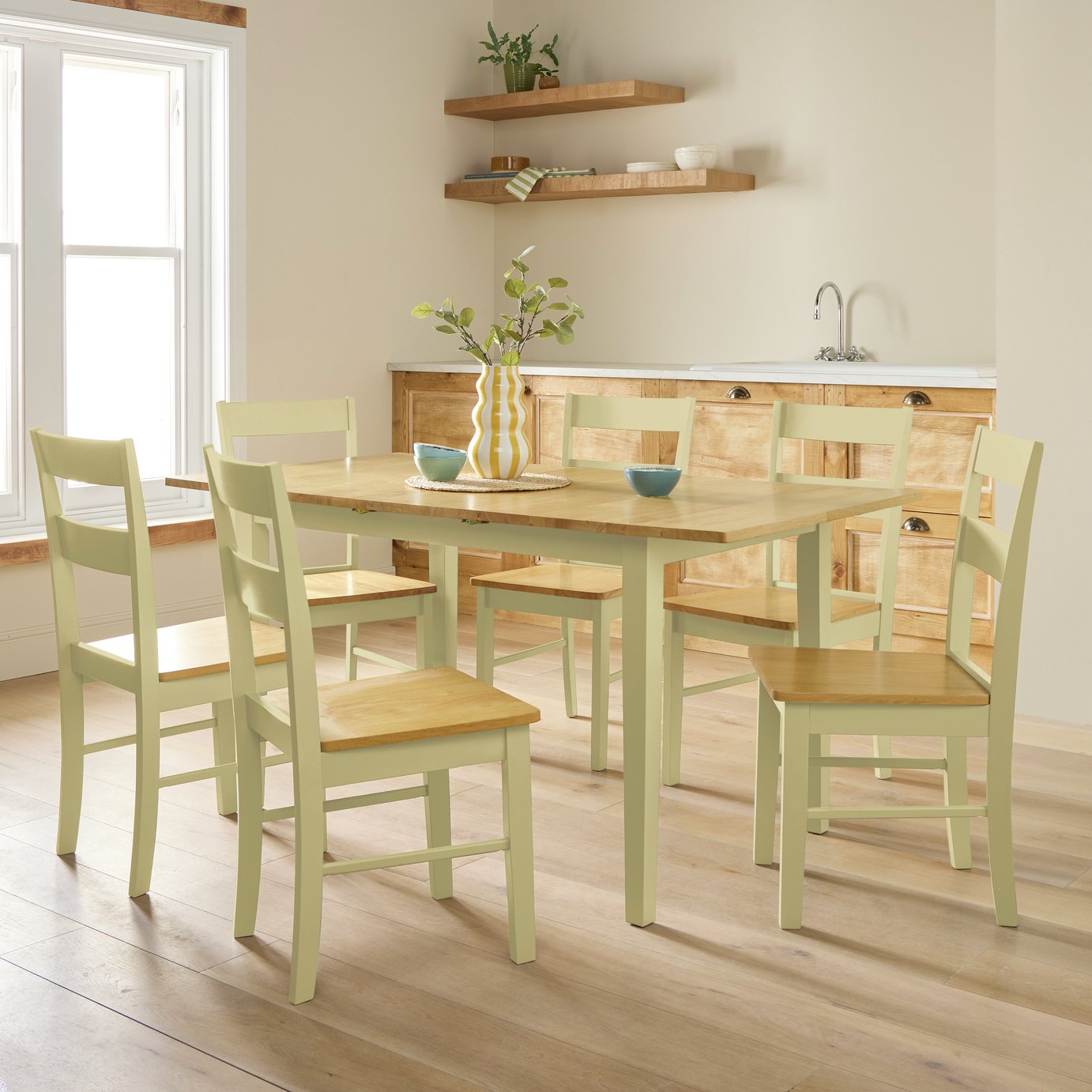 Argos Home Chicago Extending Cream Dining Table & 6 Chairs