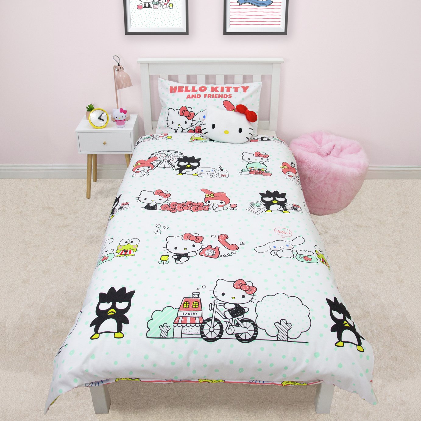Hello Kitty & Friends White Kids Bedding Set - Single