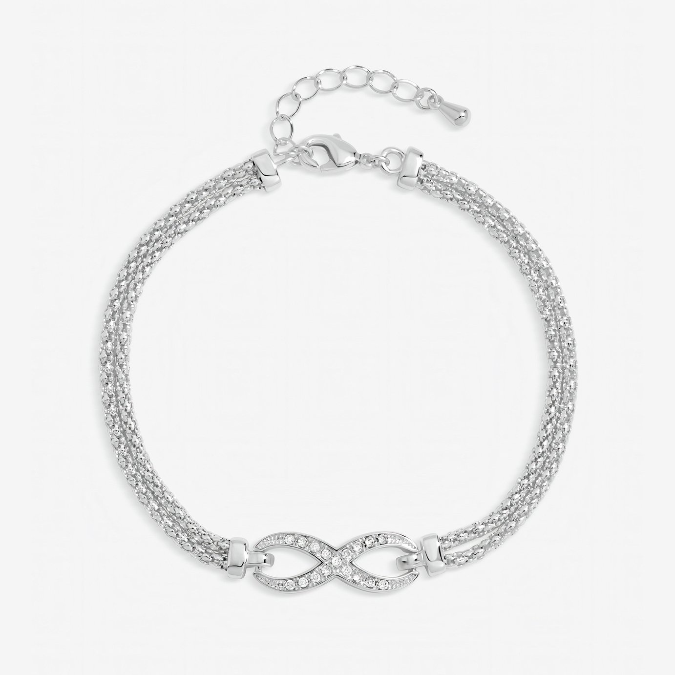 Inicio Silver Plated Pave Infinity Bracelet In Gift Pouch