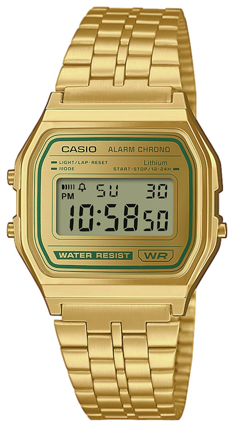Casio Men's Vintage Green Dial Stainless Steel Watch
