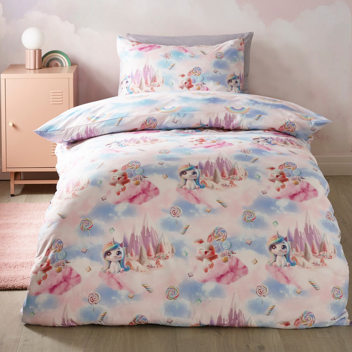Catherine Lansfield Candy Unicorn Kids Bedding Set - Double