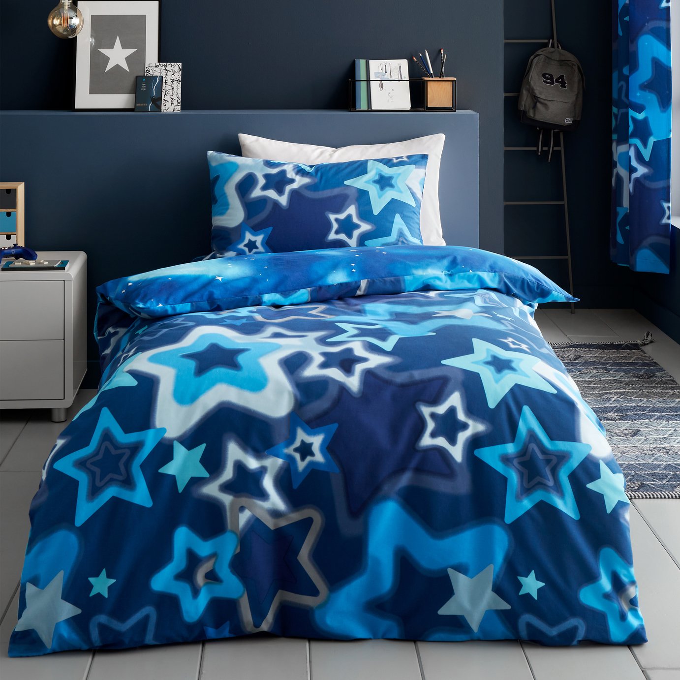 Catherine Lansfield Ombre Star Blue Kids Bedding Set
