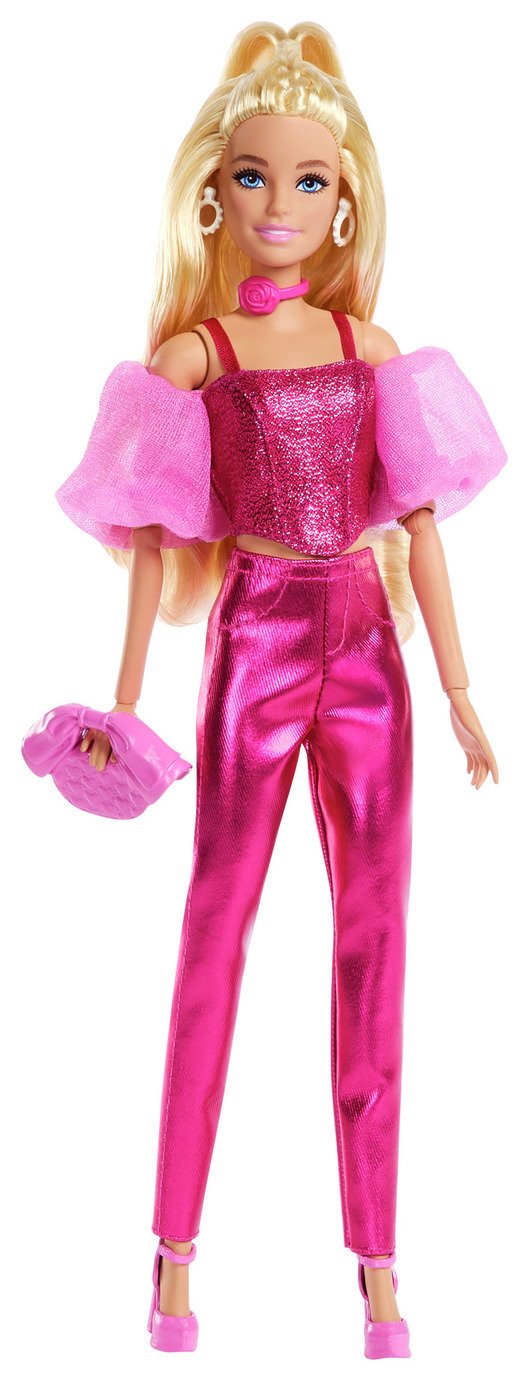 Barbie Deluxe Style Fashion Doll in Metallic Pink Outfit