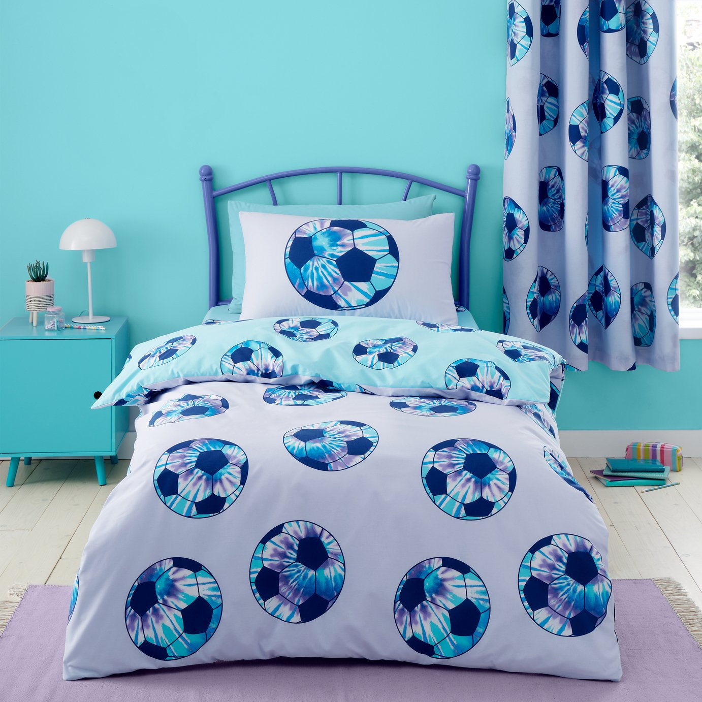 Catherine Lansfield Tie Dye Football Kids Bedding Set-Single