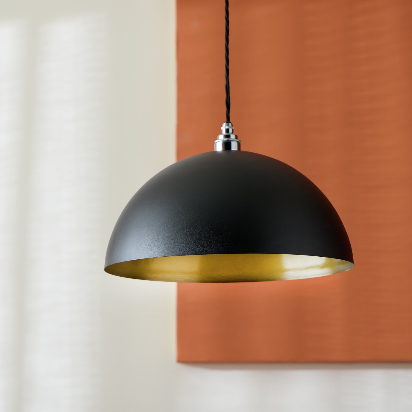 Habitat Mushroom Black Metal Easy Fit Lampshade - 35cm