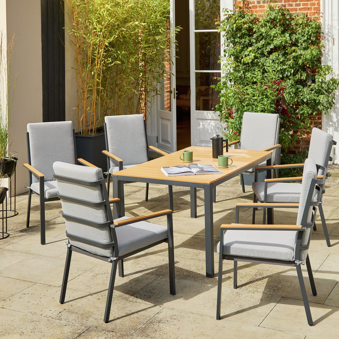 Argos Home Formal 6 Seater Patio Set - Grey