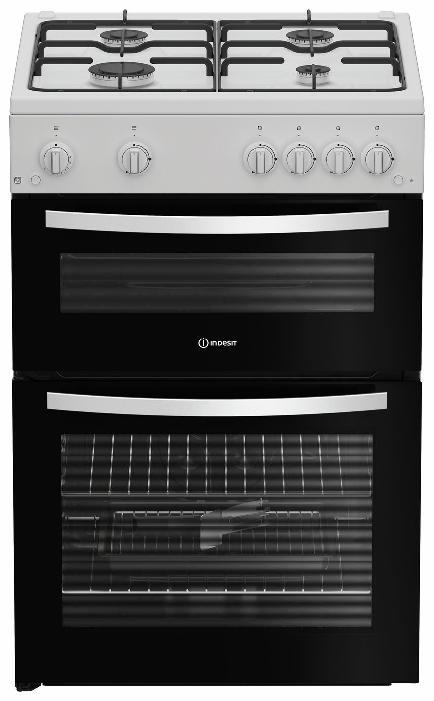 Indesit ITG6GW 60cm Twin Cavity Gas Cooker - White